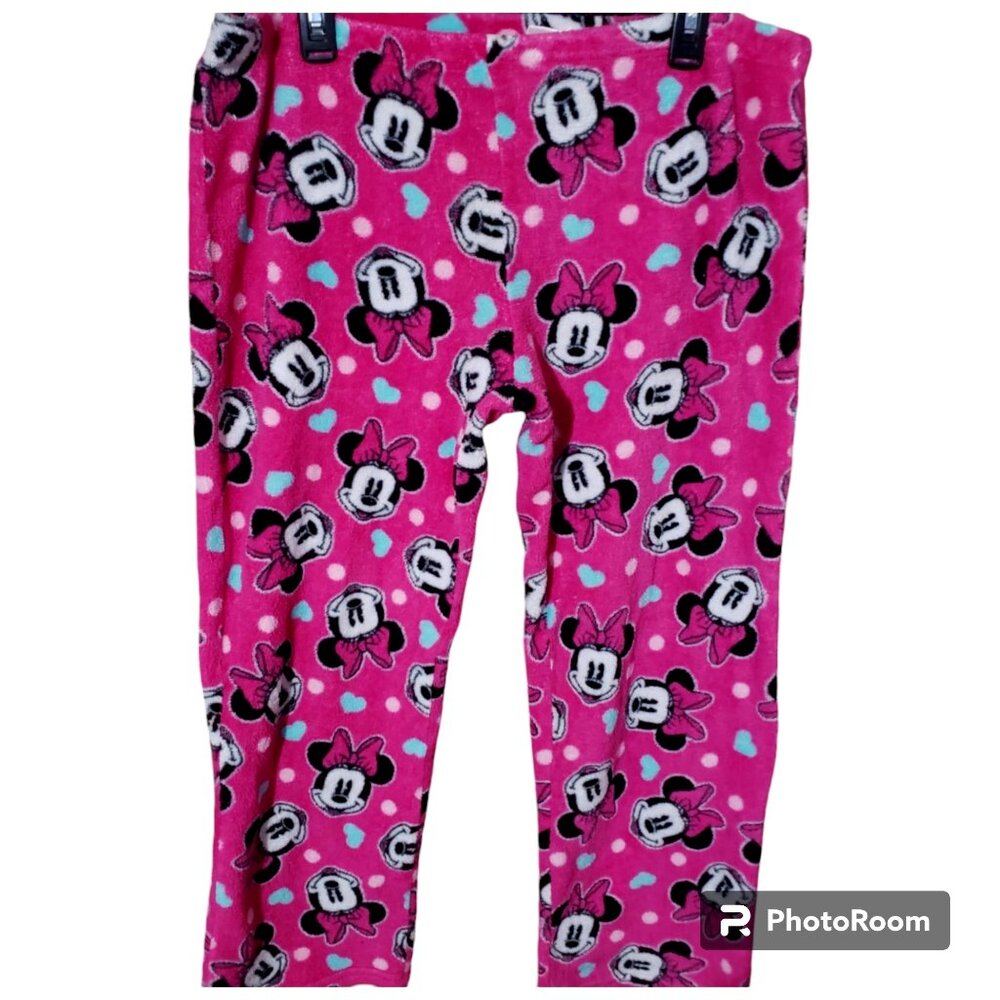 Disney Minnie Mouse Hot Pink Plush Pajama Pants